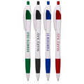 Union Printed "Elegant" White Clicker Pens w/ Colored Grip & Trim